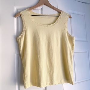 90’s buttercup yellow ribbed lace cami
